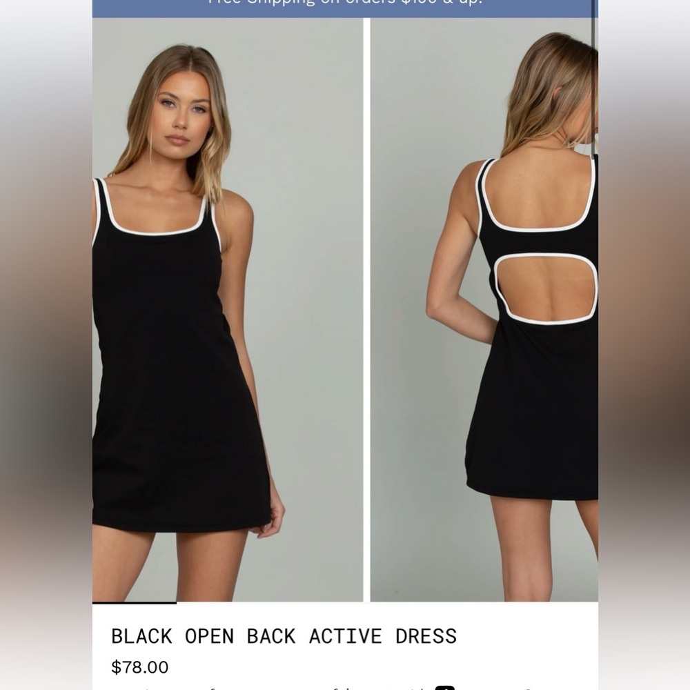 GOLD HINGE BLACK OPEN BACK ACTIVE DRESS (new with tags) - Large